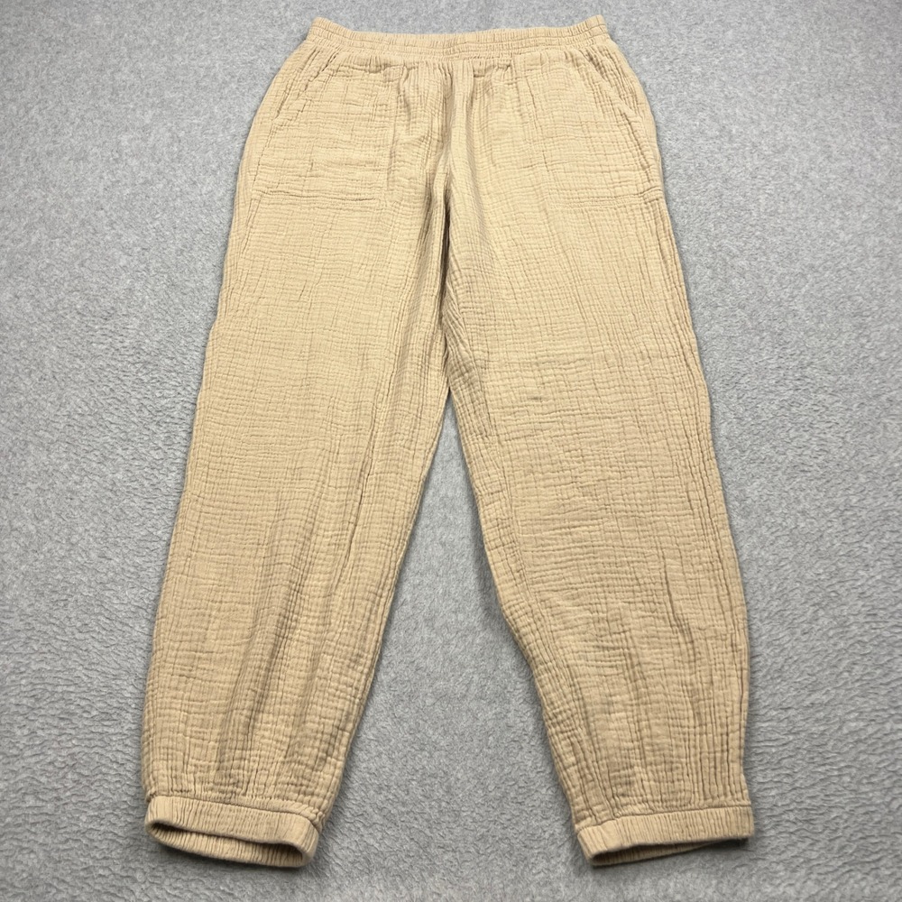 Nation LTD Cairo Gauze Lounge Pants Womens Large Tan Pull On Stretch Relaxed